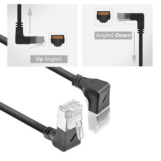 ACT UFTP CAT6a slimline netwerkkabel | haaks (boven) / haaks (beneden) | LSZH | zwart | 0,50 meter