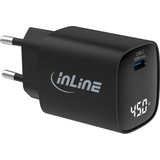 InLine InLine USB lader | USB-C PD | GaN | 45W | display | zwart