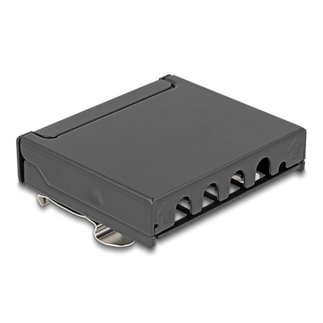 Delock Mini Desktop Patch Panel RJ45 jack 4 port Cat.6A shielded black - for mounting on a table, wall or DIN rail
