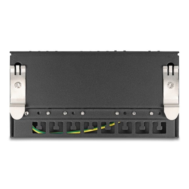 Delock Mini Desktop Patch Panel RJ45 jack 8 port Cat.6A shielded black - for mounting on a table, wall or DIN rail