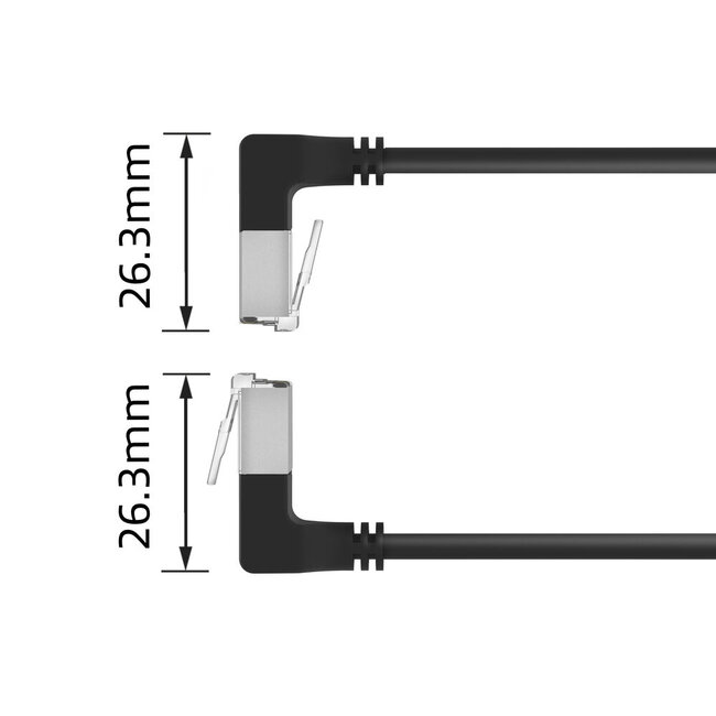 UFTP CAT6a slimline netwerkkabel | haaks (boven) / haaks (beneden) | LSZH | zwart | 1 meter