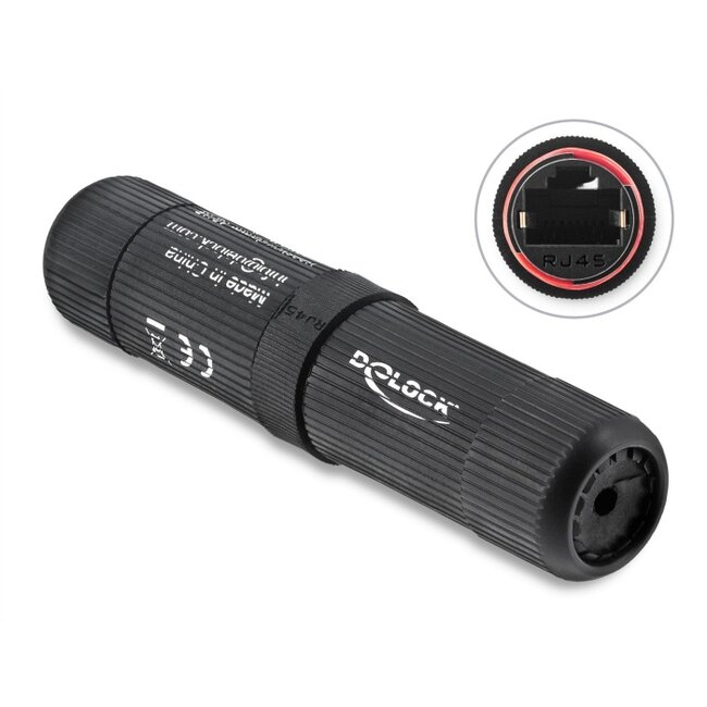 Delock Cable Connector RJ45 jack to RJ45 jack Cat.6 with M16 thread and bayonet lock IP68 dust and waterproof