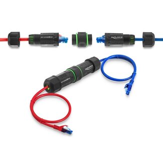DeLOCK Delock Cable Connector RJ45 jack to RJ45 jack Cat.6 with M16 thread IP68 dust and waterproof