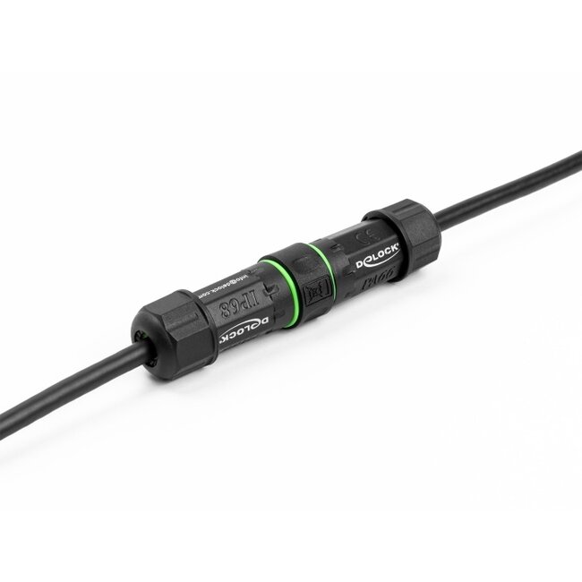 Delock Cable Connector RJ45 jack to RJ45 jack Cat.6 with M16 thread IP68 dust and waterproof