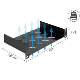 DeLOCK Delock 10″ 1U Shelf with ventilation slots up to 150 mm deep max. 25 kg load capacity