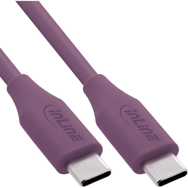 InLine® USB 2.0-kabel, USB-C-snelladingskabel 100 W, Wild Berry, 2m