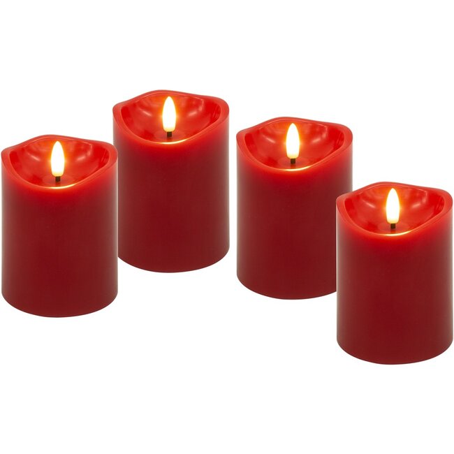 Goobay Set of 4 LED Real Wax Candles, red