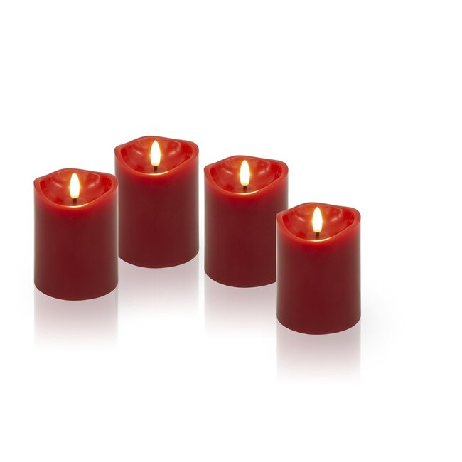 Goobay Set of 4 LED Real Wax Candles, red