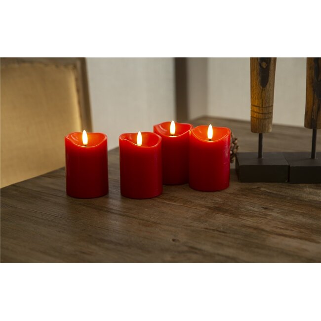 Goobay Set of 4 LED Real Wax Candles, red