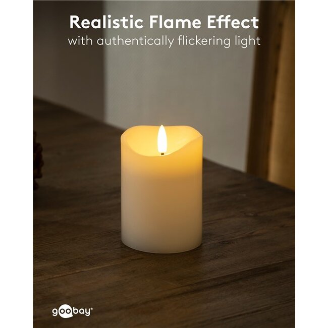 Goobay LED Real Wax Candle, white, 7.5 x 10 cm