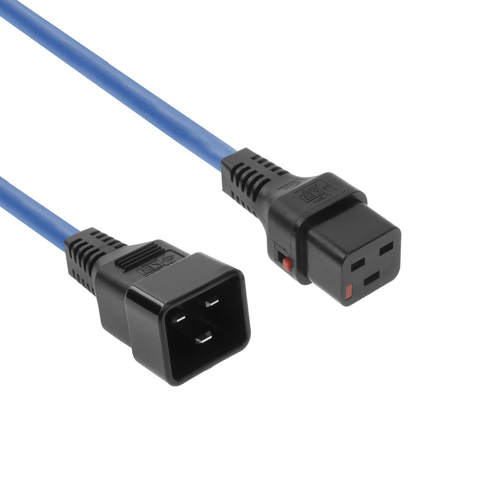 IEC Lock PC1357 230V Stroomkabel C19 Lockable/C20 Blauw - 1 meter