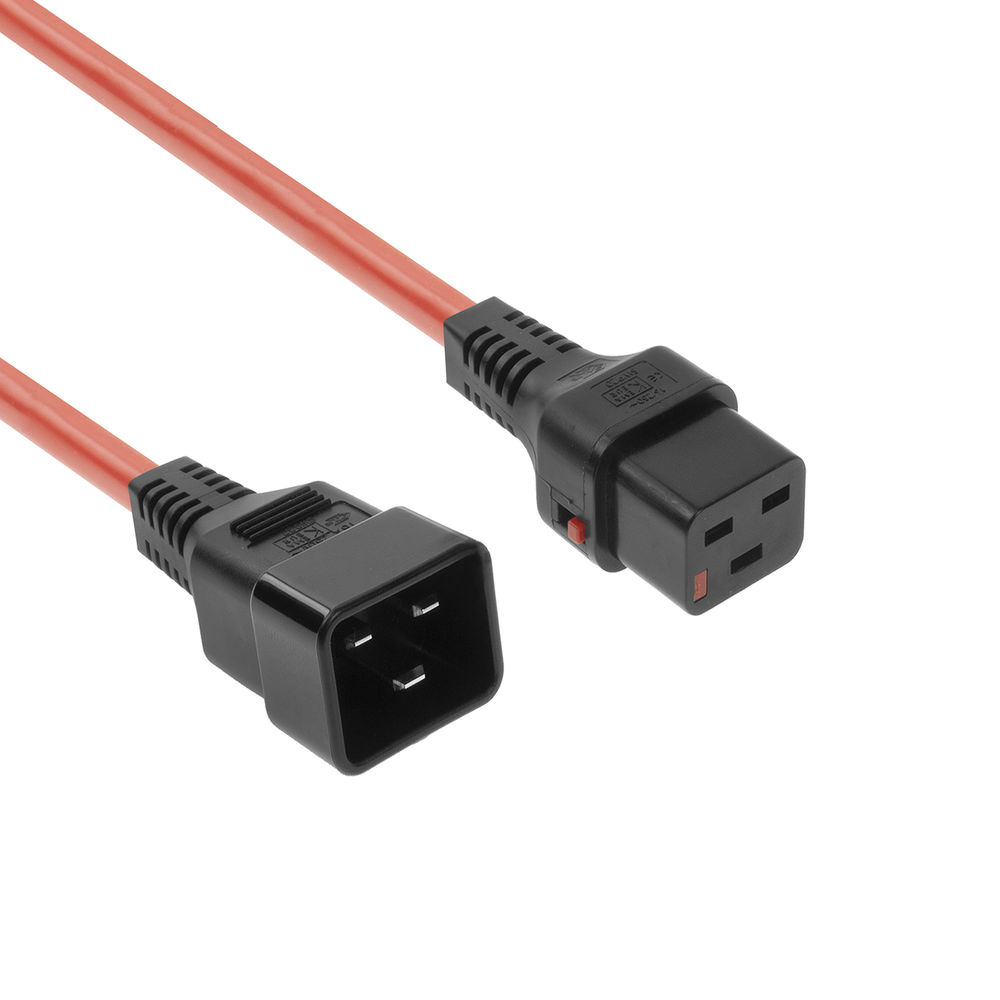 IEC Lock PC1401 230V Stroomkabel C19 Lockable/C20 Rood - 1 meter