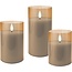 Goobay Set of 3 LED Real Wax Candles in Glass, Gold-Transparent