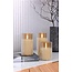 Goobay Set of 3 LED Real Wax Candles in Glass, Gold-Transparent