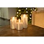 Goobay Set of 3 LED Real Wax Candles in Glass, Gold-Transparent