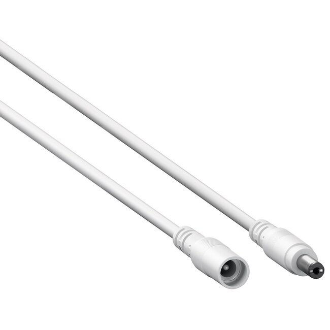 DC verlengkabel | 5,5 x 2,1mm | max. 140W | AWG20 | wit | 1,5 meter