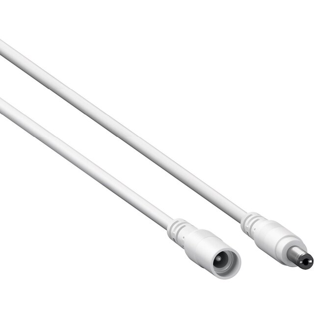 DC verlengkabel | 5,5 x 2,5mm | max. 140W | AWG20 | wit | 1,5 meter