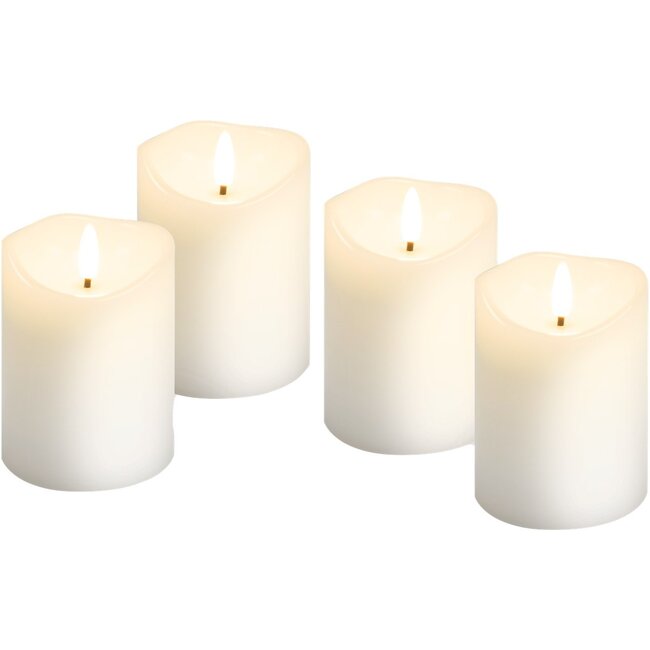 Goobay Set of 4 LED Real Wax Candles, white