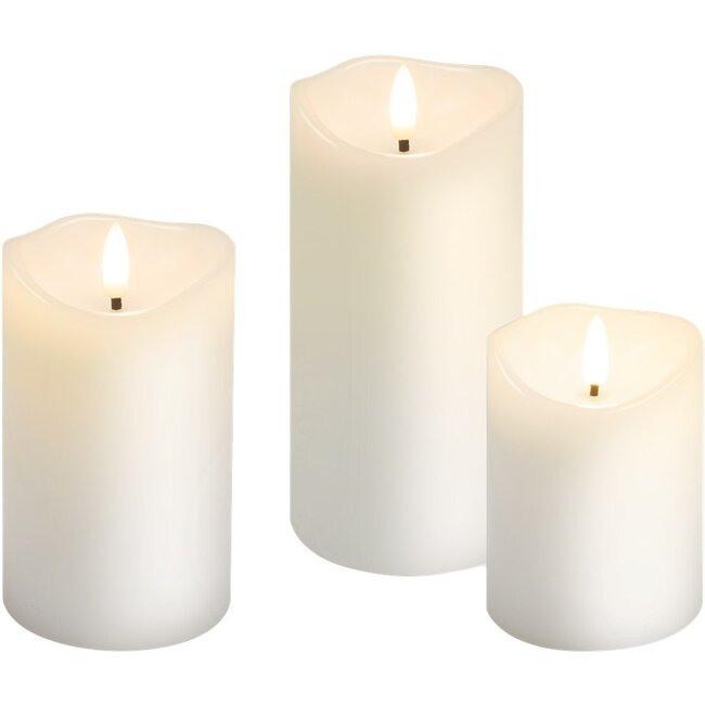 Goobay Set of 3 LED Real Wax Candles, white