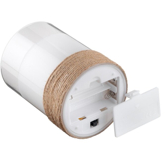 Goobay Set of 3 LED Real Wax Candles in Glass, White, Wrapped with Hemp