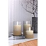 Goobay Set of 3 LED Real Wax Candles in Glass, White, Wrapped with Hemp