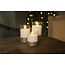 Goobay Set of 3 LED Real Wax Candles in Glass, White, Wrapped with Hemp