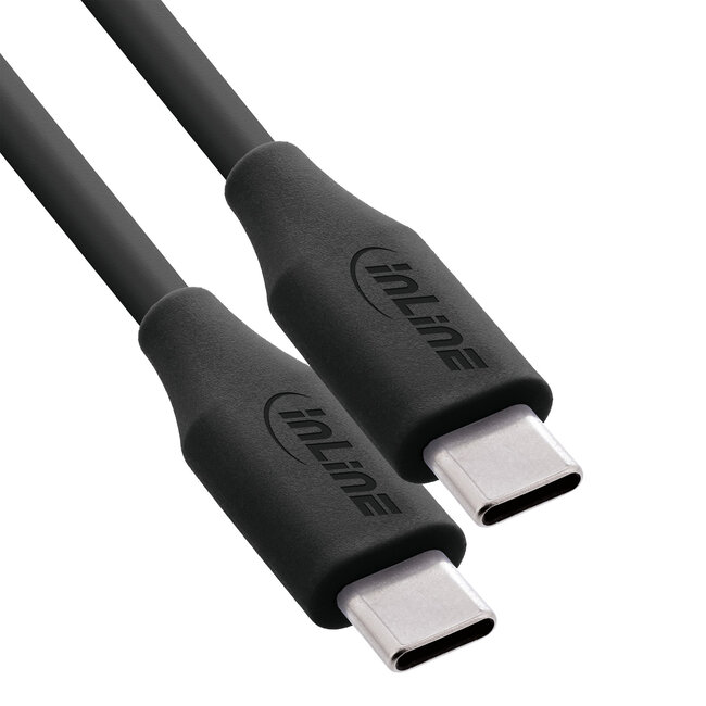 InLine® USB 2.0-kabel, USB-C-snelladingskabel 100 W, Black Cookie, 1m