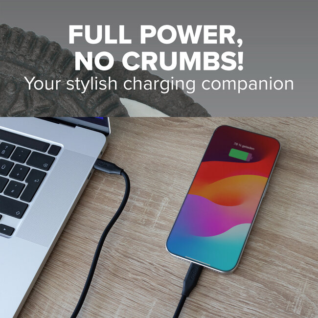 InLine® USB 2.0-kabel, USB-C-snelladingskabel 100 W, Black Cookie, 1m