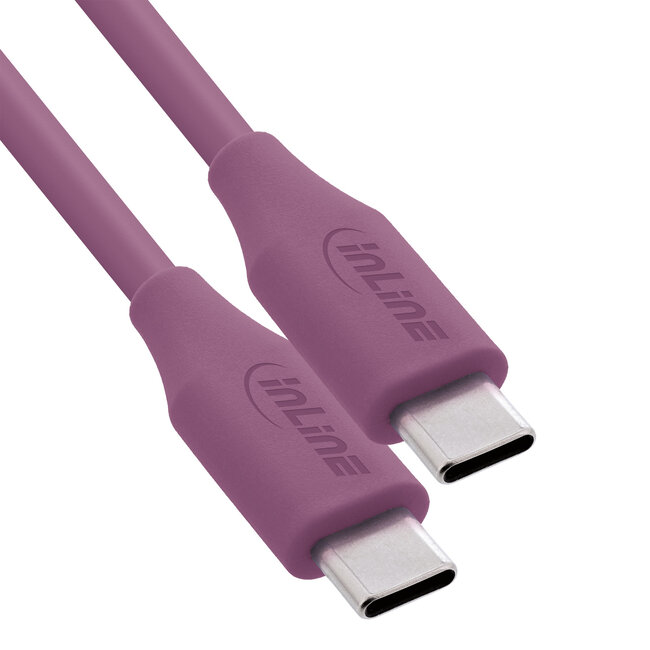 InLine® USB 2.0-kabel, USB-C-snelladingskabel 100 W, Wild Berry, 1m