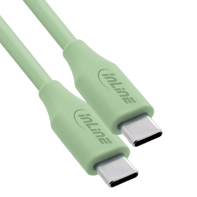 InLine® USB 2.0-kabel, USB-C-snelladingskabel 100 W Matcha Latte, 0,5m