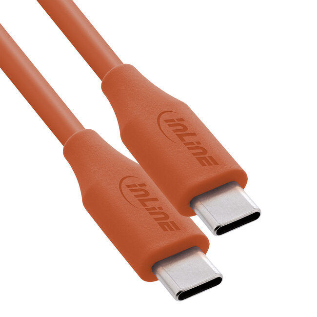 InLine® USB 2.0-kabel, USB-C-snelladingskabel 100 W, Papaya, 1m