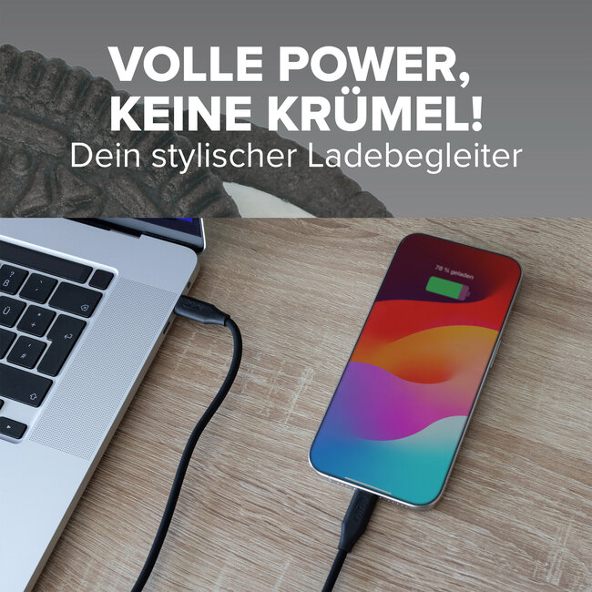 InLine® USB 2.0-kabel, USB-C-snelladingskabel 100 W, Black Cookie, 0,5