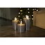 Goobay Set of 3 LED Real Wax Candles in Glass, Grey-Transparent
