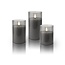 Goobay Set of 3 LED Real Wax Candles in Glass, Grey-Transparent