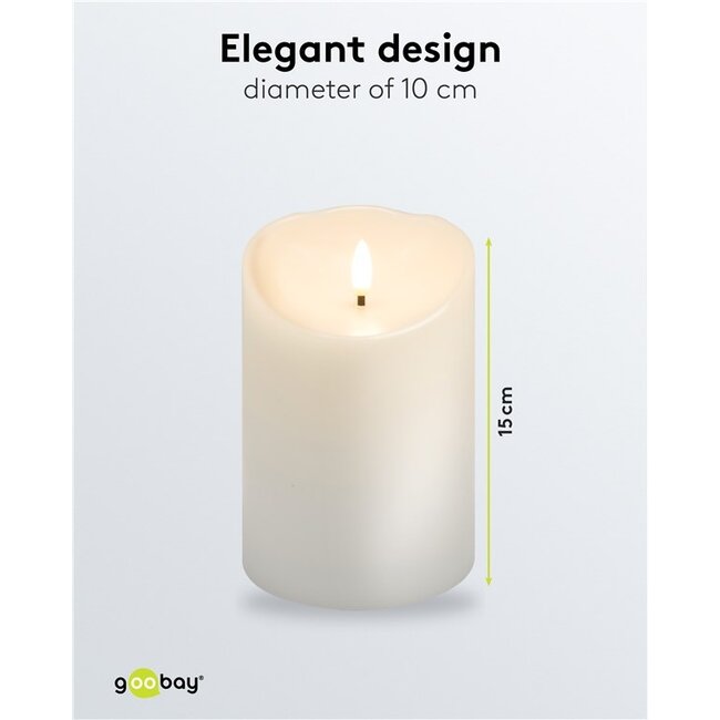 Goobay LED Real Wax Candle, white, 10 x 15 cm