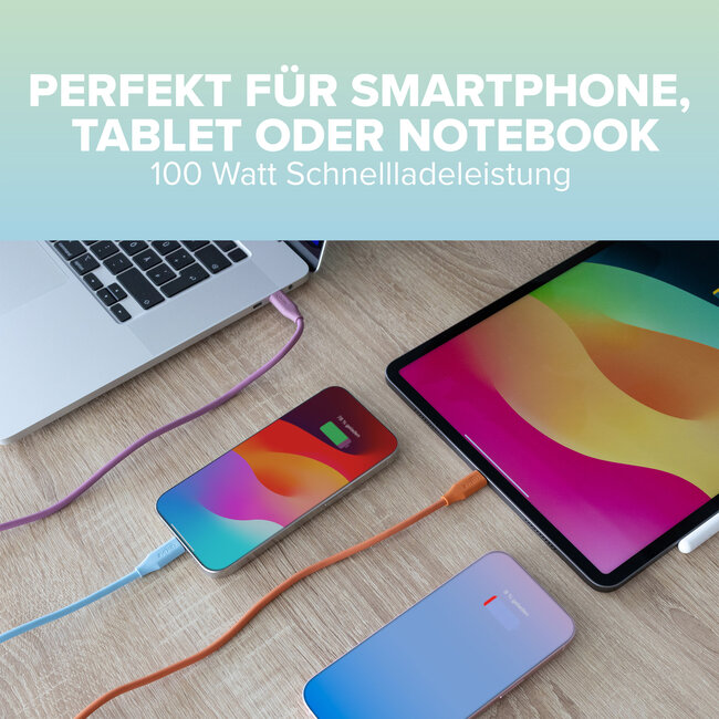 InLine® USB 2.0-kabel, USB-C-snelladingskabel 100 W, ijsbonbon, 1m