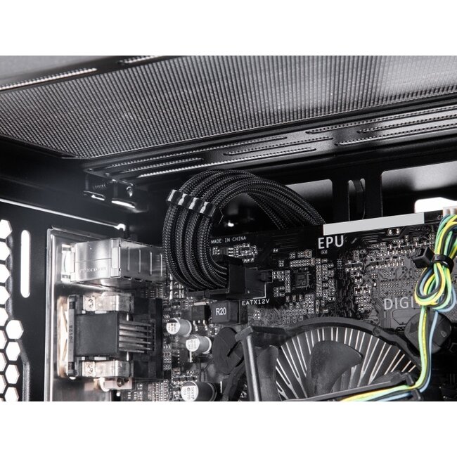 Delock PSU Extension Cable Set 30 cm 6 pieces sleeved with cable combs (1 x 24 pin ATX, 2 x 4 + 4 pin EPS, 3 x 6 + 2 pin PCIe) black