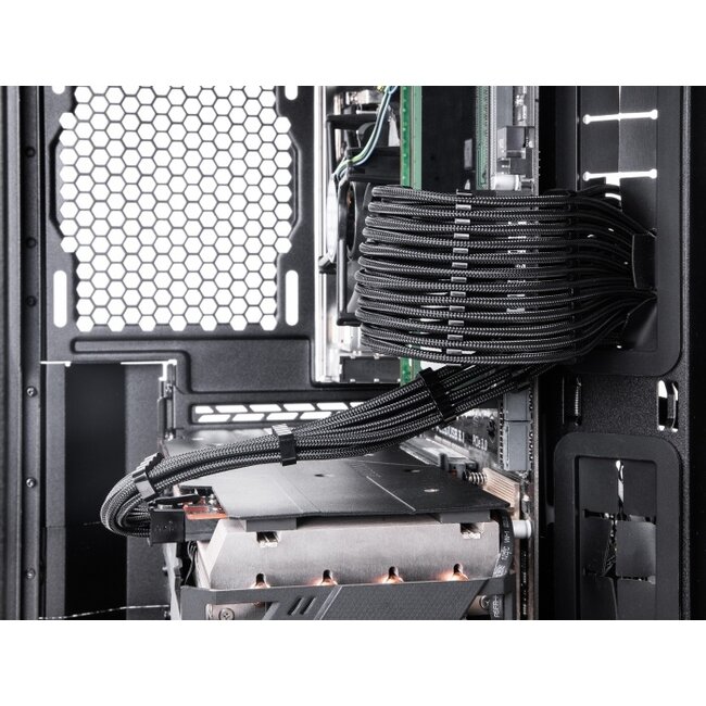 Delock PSU Extension Cable Set 30 cm 6 pieces sleeved with cable combs (1 x 24 pin ATX, 2 x 4 + 4 pin EPS, 3 x 6 + 2 pin PCIe) black