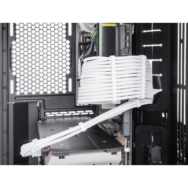 Delock PSU Extension Cable Set 30 cm 5 pieces sleeved with cable combs (1 x 24 pin ATX, 1 x 12 + 4 pin 12VHPWR PCIe 5.0, 1 x 4 + 4 pin EPS, 2 x 6 + 2 pin PCIe) white