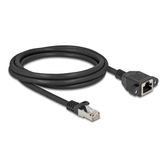 Delock Network Extension Cable S/FTP RJ45 plug to RJ45 jack Cat.6A 3 m flat design black