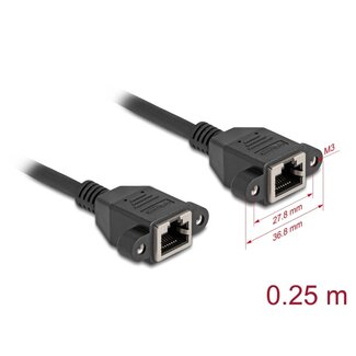 DeLOCK Delock Network Extension Cable S/FTP RJ45 jack to RJ45 jack Cat.6A flat design 0.25 m black