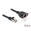 Delock Network Extension Cable S/FTP RJ45 plug to RJ45 jack Cat.6A 0.5 m flat design black