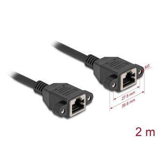 DeLOCK Delock Network Extension Cable S/FTP RJ45 jack to RJ45 jack Cat.6A flat design 2 m black