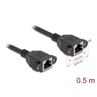 DeLOCK Delock Network Extension Cable S/FTP RJ45 jack to RJ45 jack Cat.6A flat design 0.5 m black