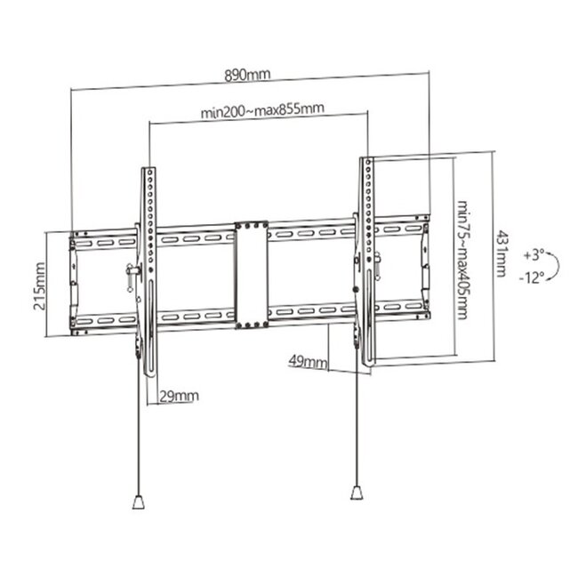 Gembird TV-muurbeugel | tot 90 inch | kantelbaar