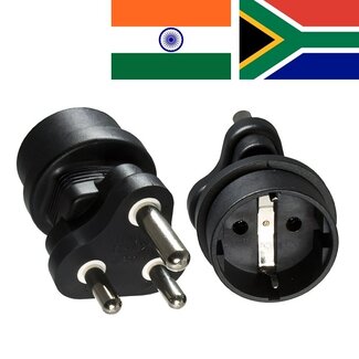 DINIC Reisadapter West-Europa (Type F) naar India en Zuid-Afrika (Type M) | zwart