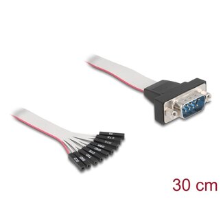 DeLOCK Delock Flat Ribbon Cable RS-232 with 9 x pin header female to D-Sub 9 pin male with nuts 30 cm