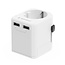 Geaarde universele reisstekker met USB lader, 12 W, wit