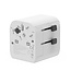 Geaarde universele reisstekker met USB lader, 12 W, wit