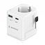 Geaarde universele reisstekker met USB lader, 20 W, wit